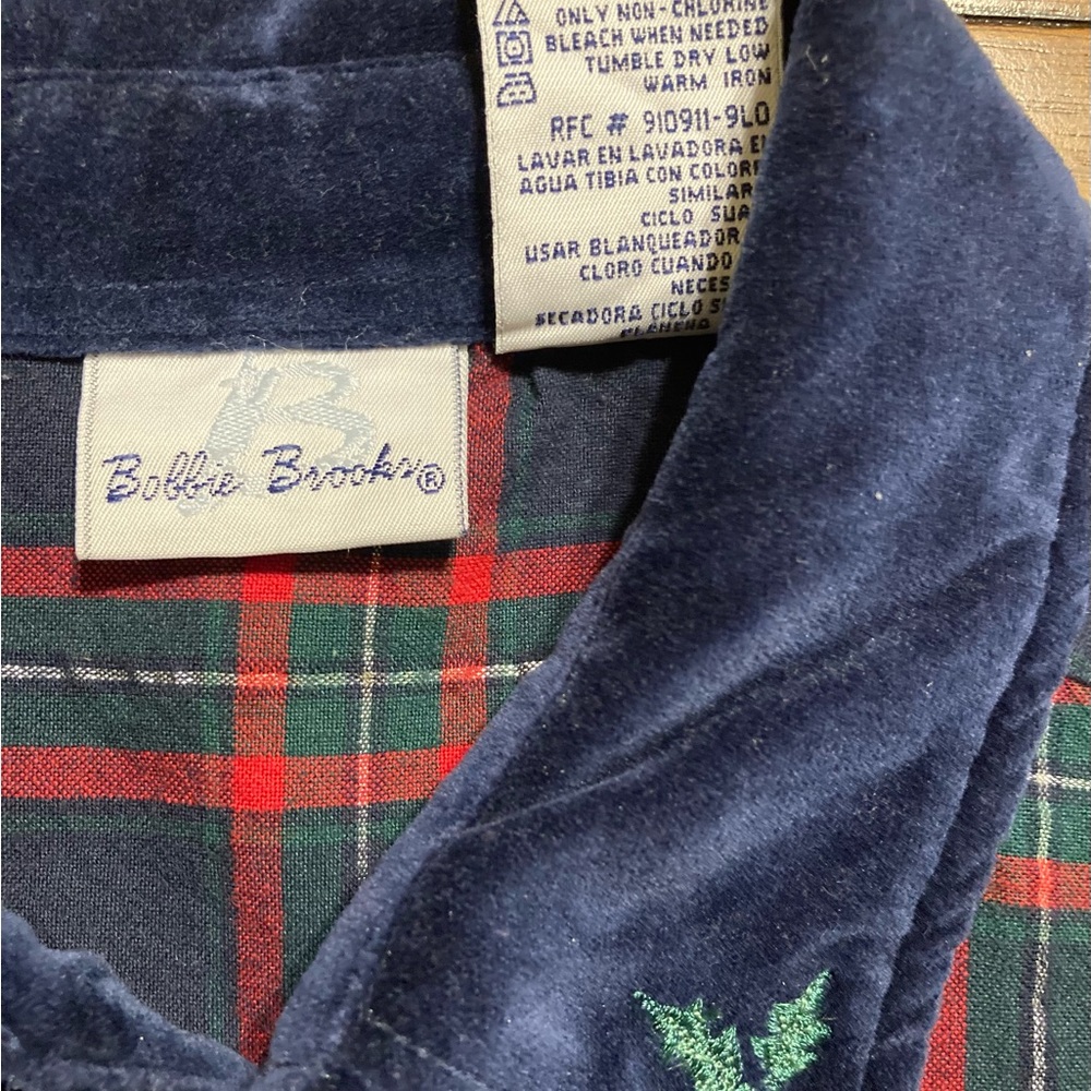 Bobbie Brooks Woman Lg‎ 12-14 Vintage Embroidered Christmas Shirt Velvet Collar - Picture 4 of 6